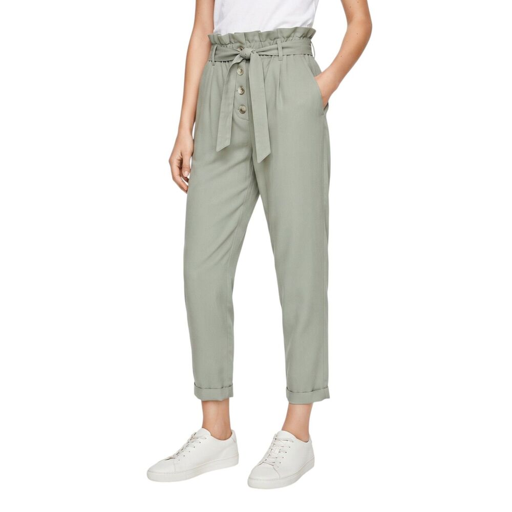 Zara Green Paperbag Waist Cuffed Pants Small